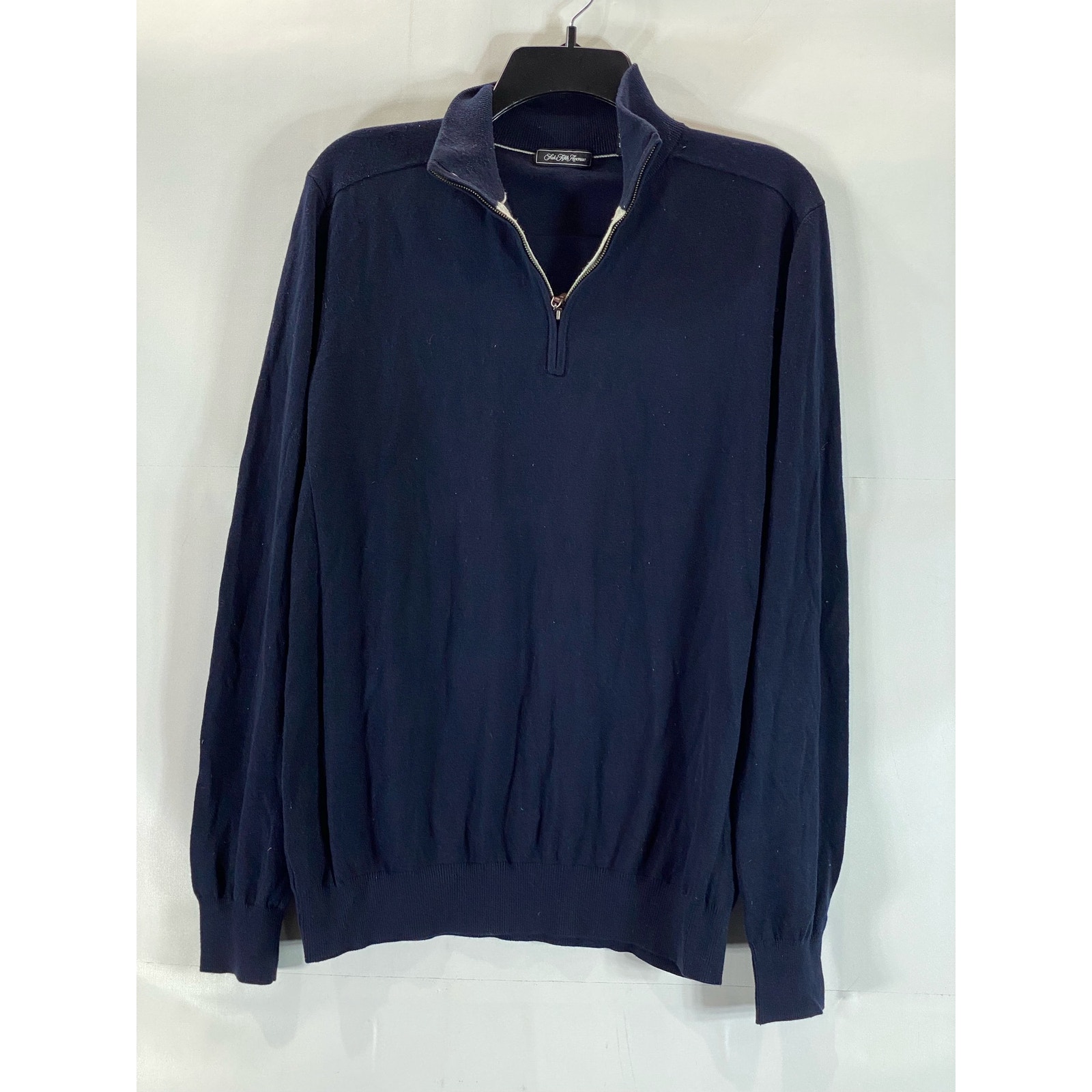 Saks Fifth Avenue Men's Navy Quarter-Zip Pullover Sweater Sz L